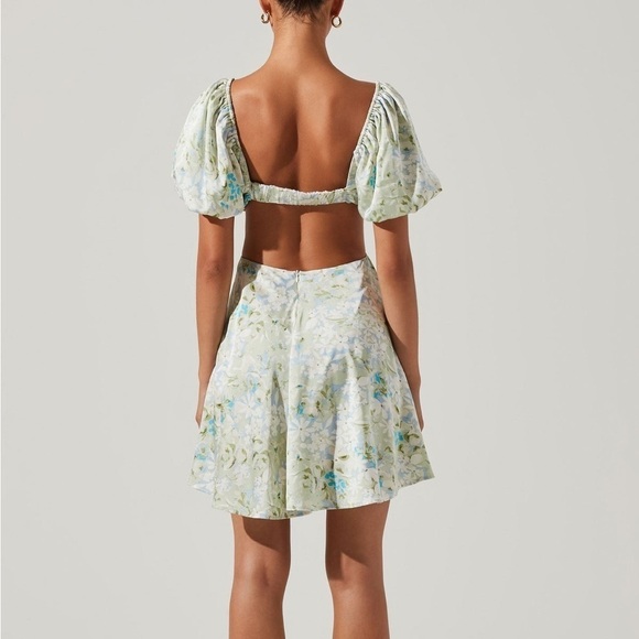 ASTR THE LABEL REVOLVE CLARITA FLORAL CUTOUT PUFF SLEEVE MINI DRESS XL NEW - Picture 7 of 11